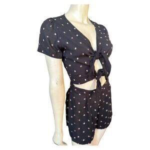 $244 Morgan Lane Embroidered Floral Rose Print Cutout Romper Sexy S Small